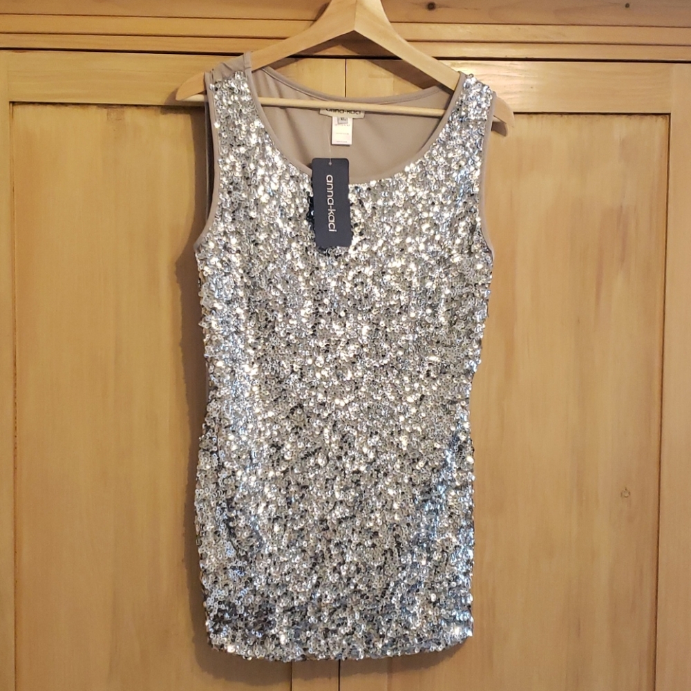 Silver sleeveless sequin top